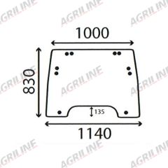 Cab Glass- Curved Opening Front Window- Green Tint suitable for Ford & Fordson -  82000488