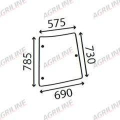 Cab Glass- Curved RH Corner - Green Tint suitable for Massey Ferguson -  3806590M2