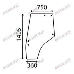 Cab Glass- MF 4200 4300 Series- Curved LH Door - Green Tint