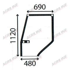 Cab Glass- Curved LH Top Door - Green Tint