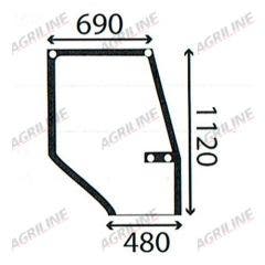 Cab Glass- Curved RH Top Door - Green Tint