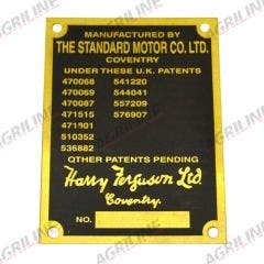 TE20 Commission Plate suitable for Ferguson -  