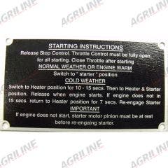 Starting Instruction Plate - MF35 (1959-1963) suitable for Massey Ferguson -  