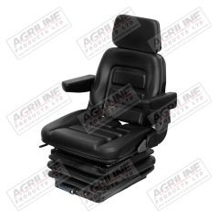 Mechanical Suspension Seat w/ Back Extension - Black PVC suitable for John Deere tractor