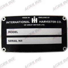 Model & Serial Number Plate - IH suitable for Case International