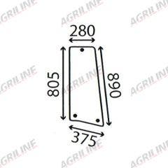 Cab Glass- Corner Window - Green Tint suitable for Massey Ferguson -  3389393M1  3389393M2