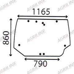 Cab Glass- Curved Rear Window - Green Tint suitable for Case International -  284947A2 220505A7
