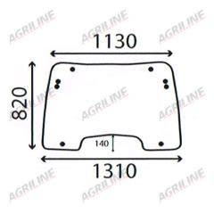 Cab Glass - Curved Opening Front Window- Green Tint suitable for New Holland -  
