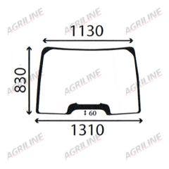 Cab Glass - Curved Front Window Fixed- Green Tint suitable for New Holland -  