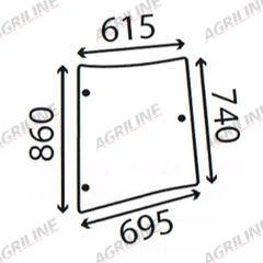 Cab Glass- MF 5400- RH Corner- Green Tint suitable for Massey Ferguson -  4272766M1