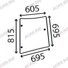 Cab Glass- MF 5400- RH Corner- Green Tint suitable for Massey Ferguson -  4272764M1