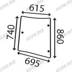 Cab Glass- MF 5400- LH Corner- Green Tint
