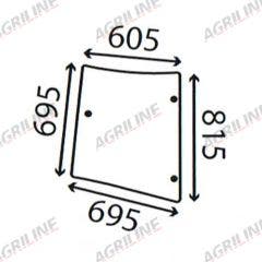 Cab Glass- MF 5400- LH Corner- Green Tint