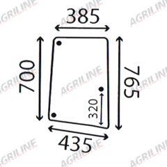 Cab Glass - RH Side Window- Green Tint suitable for John Deere tractor