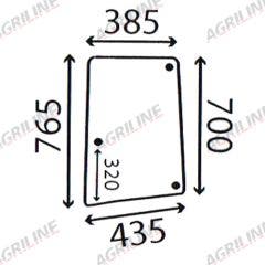 Cab Glass - LH Side Window- Green Tint suitable for John Deere tractor