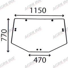 Cab Glass  - Rear Window- Green Tint suitable for John Deere tractor