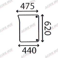 Cab Glass- LH Lower Front- Green Tint suitable for John Deere tractor