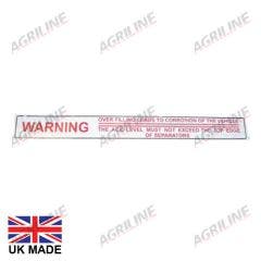 Decal - Battery Overfill Warning - Massey Ferguson