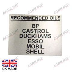 Decal - Recommended Oils - Massey Ferguson