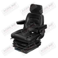 Mechanical Suspension Seat w/ Back Extension - Black PVC suitable for Fiat -  