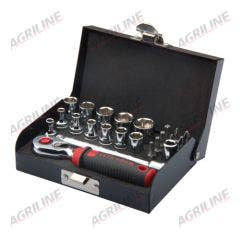 1/4" Stubby Ratchet Socket and Bit Set Metric- 23 Piece