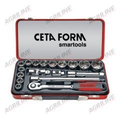 18 Piece 1/2" Sq. Drive Hexagon Socket Set Metric